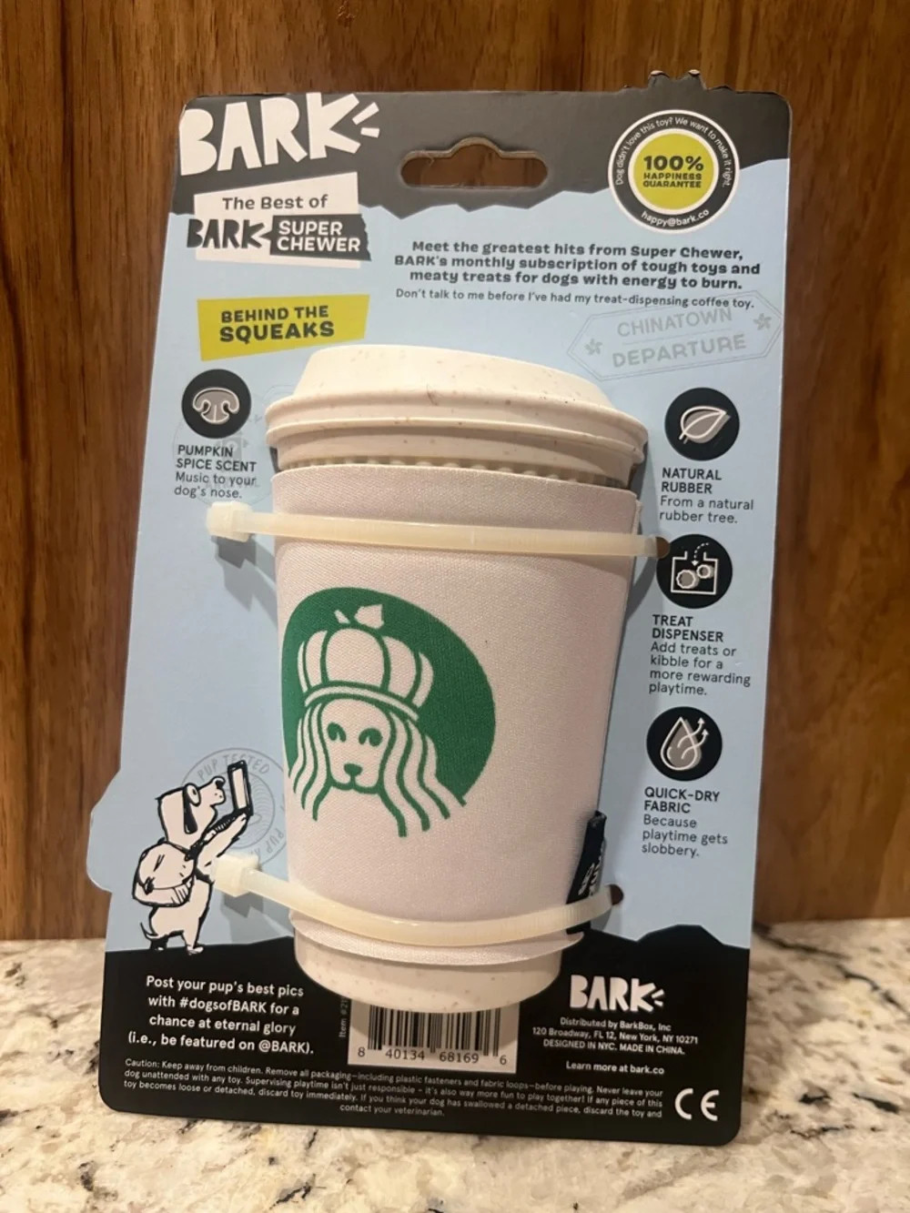 Bark Pumpkin Spice Puppuccino Dog Toy - White & Green